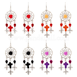 Серьги с подвесками из смолы и синтетической бирюзы EJEW-TAC00014