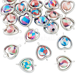 20 Stück Polymer Clay Herz & CCB Rahmen Glieder Verbinder Charms&nbsp;CLAY-TADJ0001-07