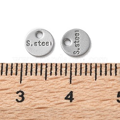 304ステンレススチールチャーム  アジャスターチェーンドロップ  単語 s.steel  フラットラウンド  6x0.5mm  穴：1.2mm&nbsp;STAS-V007-03F-P
