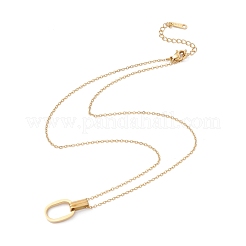 Переплетающееся двойное овальное колье с подвеской NJEW-G074-18G