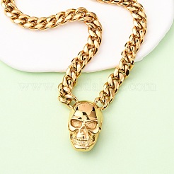 Ожерелья с кубинской цепочкой из нержавеющей стали 304 с подвеской в виде черепа NJEW-C099-06G