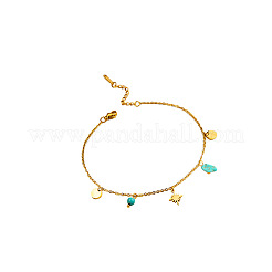 Браслеты на ногу из нержавеющей стали 304 и синтетической бирюзы&nbsp;FS-WGA577E-02