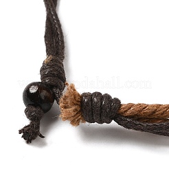 Polygone turquoise synthétique et bracelet multi-brins double couche en perles de bois naturel&nbsp;BJEW-P301-01AS