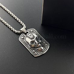 Панк ретро нержавеющая сталь тисненый череп кулон хип-хоп уличный стиль ожерелья для мужчин JJ4192