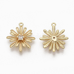 Латунные микропаве прозрачные подвески с фианитом ZIRC-Q021-008G-NF