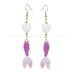 3 пара сережек с подвесками из стекла и ракушек EJEW-MZ00160