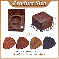 4шт 4-х цветные треугольные деревянные медиаторы для гитары&nbsp;AJEW-AR0005-07