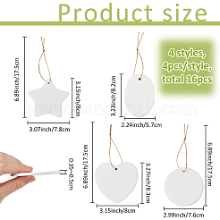 16 шт. 4 стиля фарфоровых подвесных украшений с термопереносом&nbsp;HJEW-FH0001-77