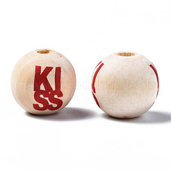 Perles européennes en bois naturel non fini&nbsp;WOOD-S057-065