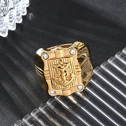 Кольца-печатки из нержавеющей стали 304 со стразами RJEW-Z076-06G-02