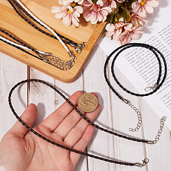 30 шт. 3 цвета модное плетеное ожерелье из искусственной кожи NJEW-SC0001-32