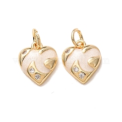 Breloques en laiton serties de micro-pavés de zirconiums cubiques transparents et émaillées&nbsp;CU-K002-48G-M