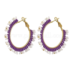 Boucles d'oreilles créoles en verre&nbsp;EJEW-MZ00827