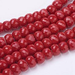 ガラス＆電気メッキガラスビーズ連売り  多面カット  ドラム  ミックスカラー  8x6mm  穴：1mm  約40個/連  9.4インチ&nbsp;EGLA-E047