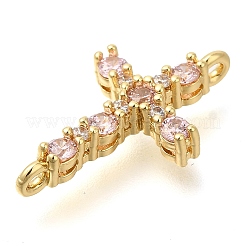Breloques de connecteur en laiton pavé de zircone cubique&nbsp;KK-M101-03C-G02