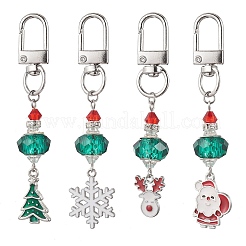 Рождественская серия сплав эмаль и стеклянные бусины подвеска украшение HJEW-TA00349