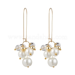 Серьги-кольца из латуни с имитацией жемчуга EJEW-JE06480-02