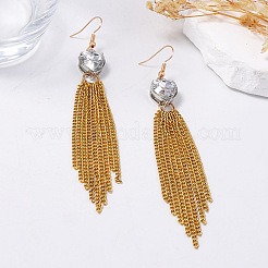 Pendientes colgantes de borla de aleación con circonitas cúbicas transparentes para mujer&nbsp;WG395D2-01