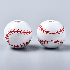 Расписные европейские бусины из натурального дерева WOOD-S057-048