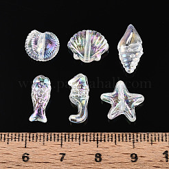 Прозрачные акриловые бусины с цветным покрытием в стиле океана&nbsp;TACR-T028-69D