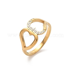 Anelli da donna in acciaio inossidabile 304 con zirconi cubici&nbsp;RJEW-F189-05G