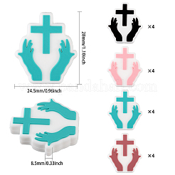 16шт 4 цвета рука с крестом силиконовые бусины SIL-GL0001-07