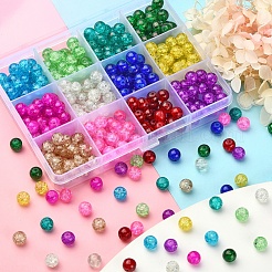 360 pz 12 colori di perline di vetro craquelé verniciate a spruzzo fili&nbsp;CCG-YW0001-12