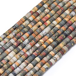 Нити бусин из натуральной красной яшмы пикассо/полихромной яшмы G-P575-B10-4x2mm