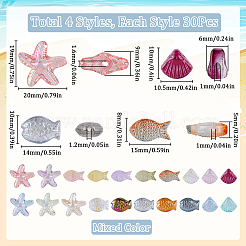 120шт 4 стиля прозрачные стеклянные бусины GLAA-SC0002-53