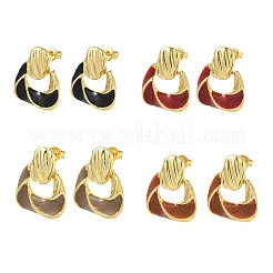 Boucles d'oreilles pendantes en laiton et émail pour femmes&nbsp;KK-CBA760A-12G