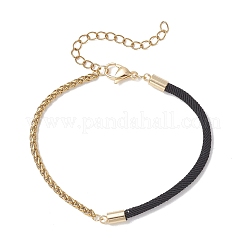 Браслеты из цепочек в виде колосьев пшеницы из нержавеющей стали 304 с нейлоновым шнуром.&nbsp;BJEW-JB13288-02