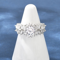 Регулируемые манжеты-кольца из латуни с микропаве из кубического циркония для женщин&nbsp;RJEW-C129-04P