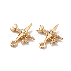 ラックメッキ合金クリスタルラインストーンパンツ  ニッケルフリー  月のチャームを持つ星  ゴールドカラー  17x14.5x3.5mm  穴：1.6mm&nbsp;ALRI-O024-07G