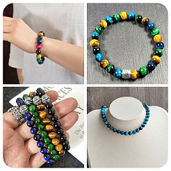 Набор для самостоятельного изготовления браслета/ожерелья из натурального тигрового глаза&nbsp;DIY-TA0012-65