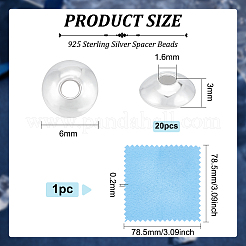 20 шт. 925 бусины-разделители из стерлингового серебра&nbsp;STER-BC0001-90