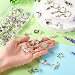 60 шт. подвески из сплава и стеклянных бусин с жемчугом в 6 стилях&nbsp;PALLOY-TAC0162