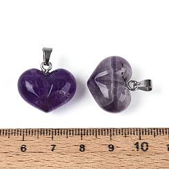 Массивные подвески в форме сердца из натурального аметиста&nbsp;G-T143-19H