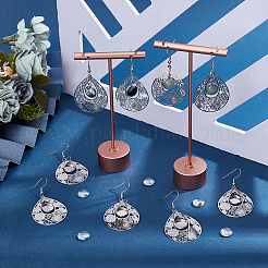 15 paire de boucles d'oreilles pendantes en forme de larme avec fleur creuse en acier inoxydable 304&nbsp;EJEW-UN00029