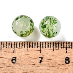 手作りのグリーンサンドランプワークビーズ  花の丸  グリーン  12x12~12.5mm  穴：1.2~1.6mm&nbsp;LAMP-T023-04C-01