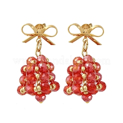 3 пара сережек-гвоздиков из латуни в виде рождественского колокольчика&nbsp;EJEW-MZ00495