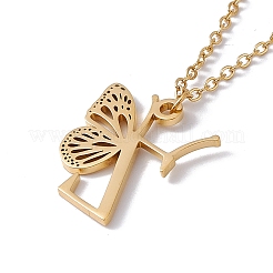 Lettre initiale avec collier pendentif papillon&nbsp;LS-NJEW-C026-01G-Z