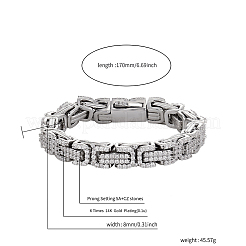 Браслеты-цепочки в византийском стиле из латуни с микропаве и прозрачными кубическими циркониями для женщин&nbsp;FS-WG63F55-01