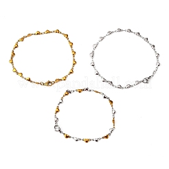 3個 3色 304ステンレススチール ハートリンクブレスレット  カニカン付き  ミックスカラー  8-1/4インチ（21cm）  1pc /カラー&nbsp;BJEW-FS0001-02
