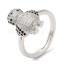 Регулируемые кольца с цирконием в виде пингвина RJEW-K247-01P