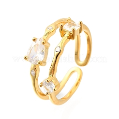 Капля 925 стерлингового серебра кубический цирконий регулируемые манжеты кольца для женщин RJEW-S631-02G