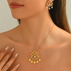 Элегантный комплект из серег и ожерелий в ближневосточном стиле из латуни с микропаве из кубических цирконий для женщин EM9923