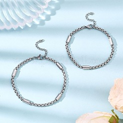 2 шт. 2 стиля браслетов-цепочек из нержавеющей стали 304 BJEW-JB12634