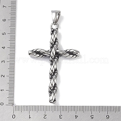 316サージカルステンレススチール製ビッグペンダント  クロスチャーム  アンティークシルバー  56.5x34x6mm  穴：8.5x5mm&nbsp;STAS-E212-22AS-01