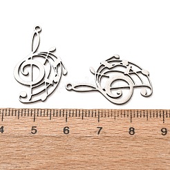 ステンレスペンダント201個  音符チャーム  レーザー切断  ステンレス鋼色  27x17x1mm  穴：1.4mm&nbsp;SA-Z001-01P