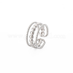 Bague manchette ouverte triple ligne en acier inoxydable 304 anti-ternissement pour femme&nbsp;RJEW-S405-149P
